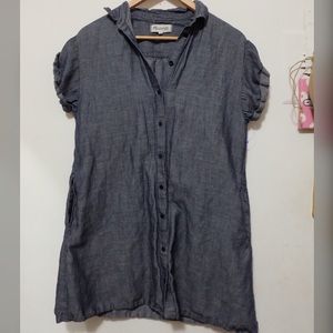 madewell gray dark washed button down dress
